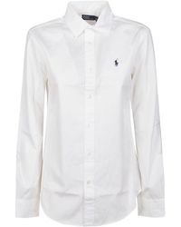 Ralph Lauren - Weiße button-front-shirt,logo-besticktes hemd - Lyst