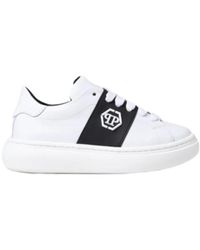 Philipp Plein - Sneakers in pelle bianca con contrasto nero - Lyst