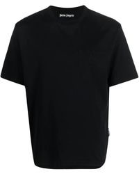 Palm Angels - Schwarzes monogramm t-shirt mit besticktem logo,schwarzes baumwoll-t-shirt - Lyst