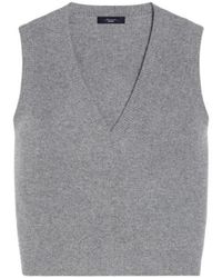 Weekend by Maxmara - Truien & Vesten ,Grijs ,Mouwloos Vest Met V-Hals - Lyst