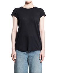 James Perse - Camiseta negra con dobladillo curvado - Lyst