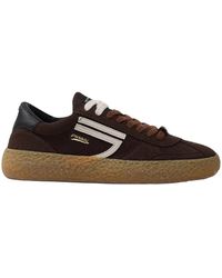PURAAI - Bruine Suède Sneakers Met Crèmekleurige Details - Lyst