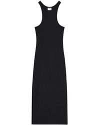 Courreges - Nero abito midi in jersey a costine - Lyst