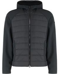 Paul & Shark - Jassen ,Zwart ,Gewatteerd Jack Met Capuchon En Contrasterende Mouwen - Lyst