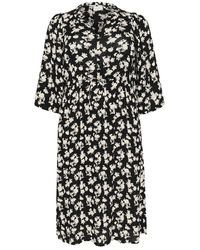 Kaffe - Blumendruckkleid mit v-ausschnitt - Lyst