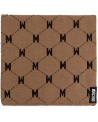 Moschino - Accessoires ,Bruin ,Wol Wol Sjaal Met Monogram - Lyst