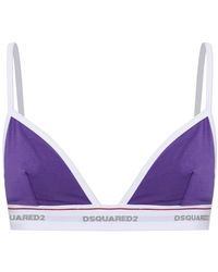 DSquared² - Ondergoed ,Paars ,Katoen Logo Tape Triangle Bh - Lyst