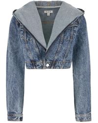 Alaïa - Hooded Cropped Denim Jacket - Lyst