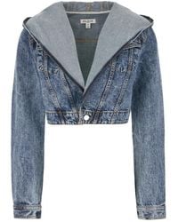 Alaïa - Hooded Cropped Denim Jacket - Lyst