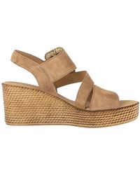 Gabor - Schoenen ,Bruin ,Suède Platform Sleehak Sandaal - Lyst