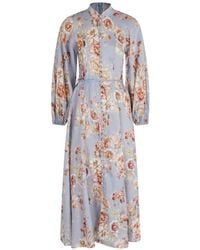Zimmermann - Kleedjes ,Veelkleurig ,Linnen Awaken Billow Midi Jurk - Lyst
