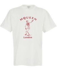 McQueen - Tops ,Wit ,Katoen Katoenen T-Shirt Met Ronde Hals - Lyst