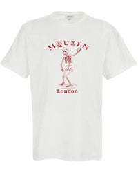 McQueen - Tops ,Wit ,Katoen Katoenen T-Shirt Met Ronde Hals - Lyst