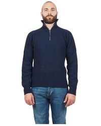 AT.P.CO - Blauer Halbzip-Pullover Für Männer - Lyst