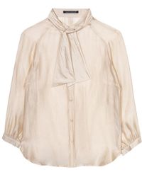 Luisa Cerano - Doorschijnende Viscose Mix Blouse Met Opstaande Kraag - Lyst