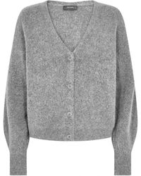 Mos Mosh - Cárdigan de punto con cuello en v gris melange - Lyst