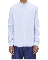A.P.C. - Overhemden ,Blauw ,Katoen Greg Gestreepte Oxford Overhemd - Lyst