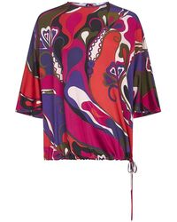 PUCCI - Orchidee Print Kimono Mouw Blouse - Lyst