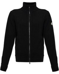 Moncler - Truien & Vesten ,Zwart ,Wol Wol Cardigans Met Logo - Lyst
