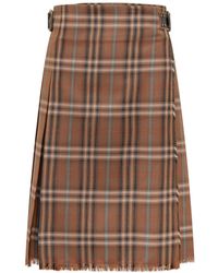 Burberry - Buckled Pleated Midi Skirt - Lyst