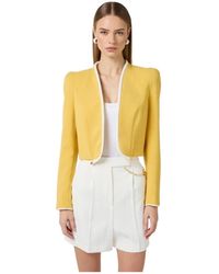 Elisabetta Franchi - Lichtgewicht Crêpe Jas Met 3D Paspel - Lyst