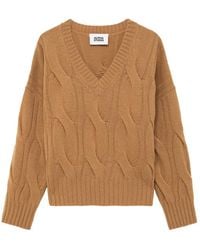 Alpha Studio - Truien & Vesten ,Bruin ,Wol V-Neck Truien - Lyst