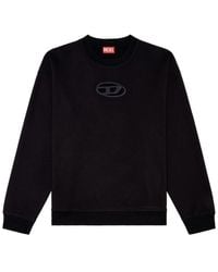 DIESEL - Schwarzer cut-out sweatshirt,schwarzer oval d sweatshirt gerippte abschlüsse - Lyst