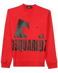 DSquared² - Hoodies & Sweatvesten ,Rood ,Katoen Maple Leaf Sweatshirt - Lyst