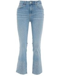 Liu Jo - Blaue denim jeans mit stonewashed und strassverzierung - Lyst