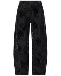 Liu Jo - Jeans ,Zwart ,Katoen Pantalon Over Antracita Est Floral - Lyst