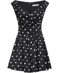 Self-Portrait - Kleedjes ,Zwart ,Katoen Polka Dot Katoenen Mini Jurk - Lyst