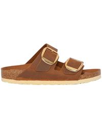 Birkenstock - Geölte Ledersandalen Mit Großer Schnalle - Lyst