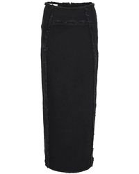 Gestuz - Falda larga negra con cintura deshilachada - Lyst
