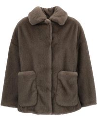 Herno - Jassen ,Bruin ,Nepbont Nepbont & Shearling Jas - Lyst