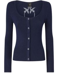 Pinko - Truien & Vesten ,Blauw ,Katoen Love Birds Cardigan Sweater - Lyst