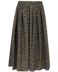 Aspesi - Rokken ,Groen ,Polyester Animalier Midi Rok - Lyst