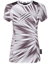 Philipp Plein - Tops ,Grijs ,Polyester Tie-Dye T-Shirt Ronde Hals Ss Scratch - Lyst