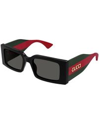 Gucci - Rechteckige Sonnenbrille Mit Web-Detail - Lyst