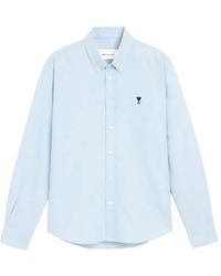 Ami Paris - Overhemden ,Blauw ,Katoen De Coeur Katoenen Oxford Button-Down Shirt - Lyst