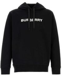Burberry - Hoodies & Sweatvesten ,Zwart ,Katoen Hooded Sweater Met Logo-Print - Lyst