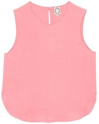 Ines De La Fressange Paris - Rosa ärmellose bluse romantischer stil,marinebluse ärmellos - Lyst