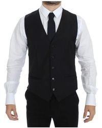 Dolce & Gabbana - Schwarze Wollweste Klassische Passform - Lyst
