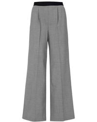MSGM - Broeken ,Grijs ,Wol Grijze Wollen Broek Met Wijde Pijpen - Lyst