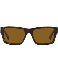 Prada - Rechteckige sonnenbrille mit schildpattgestell und braunen gläsern - Lyst