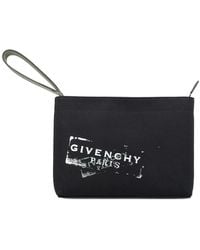 Givenchy - Tassen ,Zwart ,Katoen Cotton Clutch Bag Met Logo - Lyst