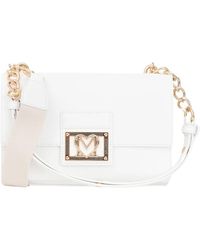 Love Moschino - Weiße handtasche mit goldener metall-logo-plakette - Lyst