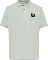 Stone Island - Tops ,Groen ,Katoen Polo Shirt Met Logo Patch - Lyst