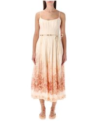 Zimmermann - Wanderlust Corset Midi Jurk - Lyst