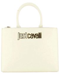 Just Cavalli - Weiße rechteckige handtasche mit goldakzenten - Lyst