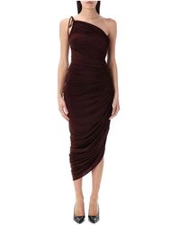 Magda Butrym - Bordeaux Asymmetrisches Drapiertes Midi-Kleid - Lyst